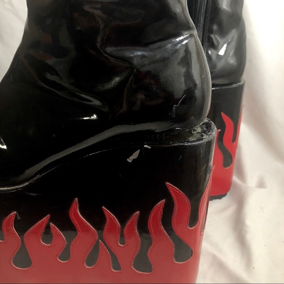 SOLD *✧・゜:* Demonia PVC 315 Flame Booties ✧*:・゜ - Picture 2 of 5